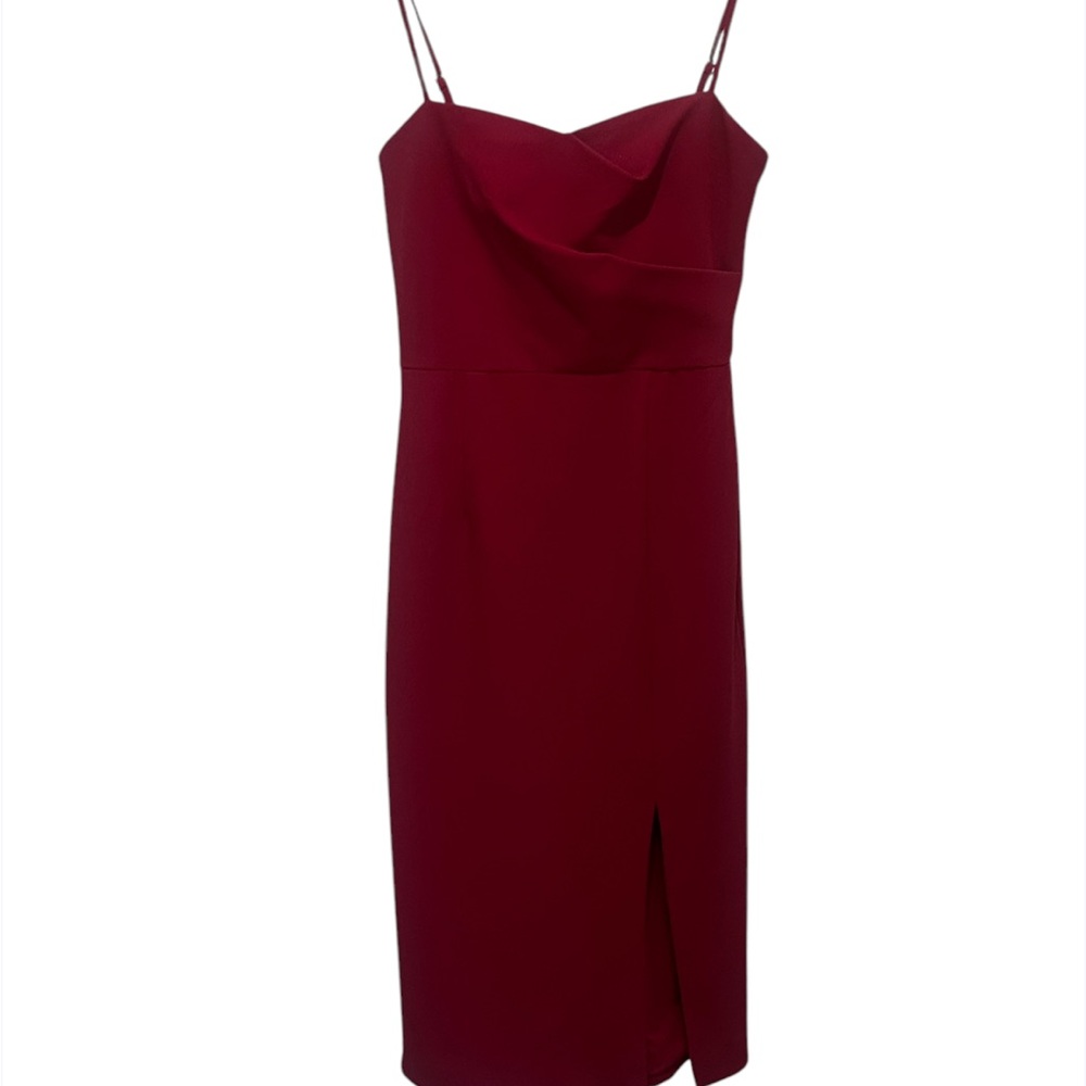 Dress the Population Red Slip Midi Dress